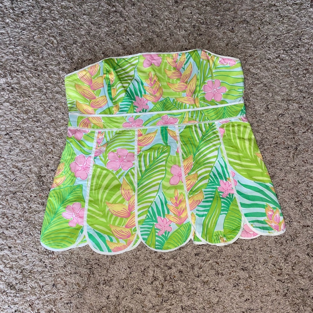 Lilly Pulitzer 10 Strapless Peplum Tube Top